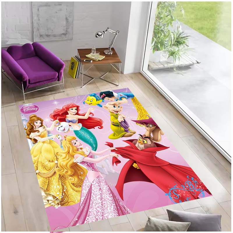Multiple styles of Disney princess-themed rugs: Dreamy party rugs, large-area non-slip, washable mats, suitable for playrooms,
