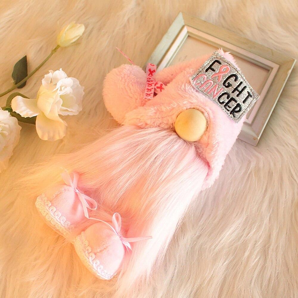 Faceless Dwarf Doll Fight Cancer Theme Plush Gnome Ornament Desktop Decoration For Women Breast Cancer Care Day Home Decor