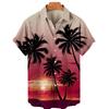 Hawaiian Tropical Print Short Sleeve Shirt, Casual Summer Beach Wear