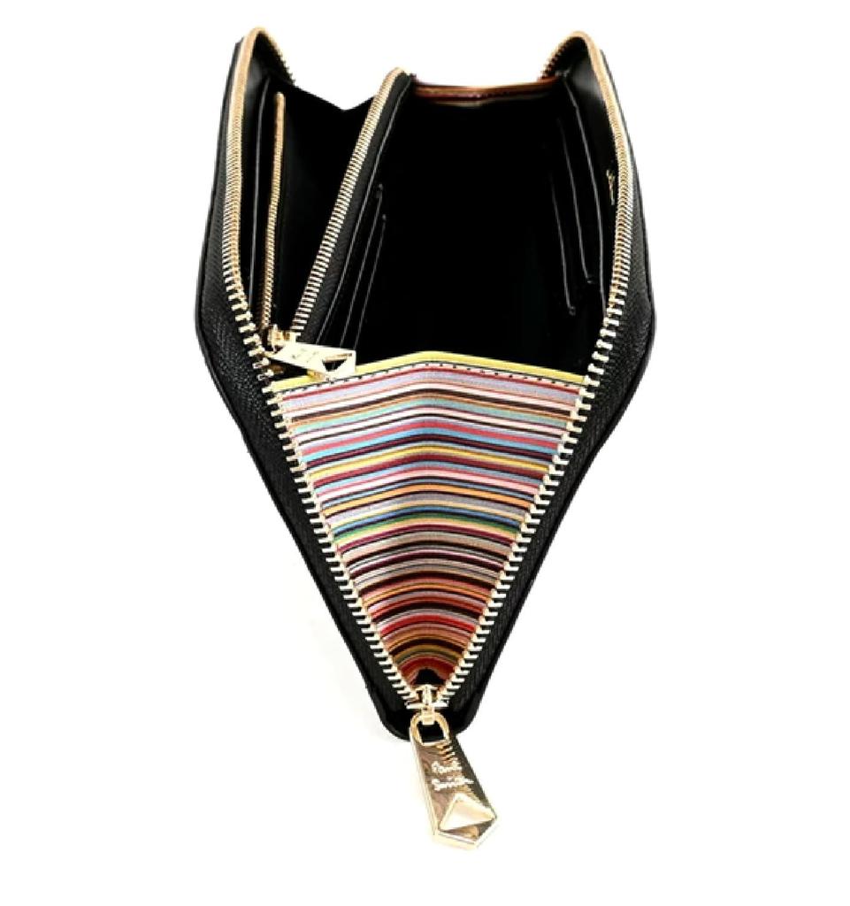 Paul Smith Leather Luxe Shine Men's Cowhide Leather Zip-Around Long Wallet, Black