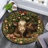 Rund matta med juldjursmönster, Mattmatta för vardagsrum, sovrum, lekrum, Halkfri golvmatta, Julklappar och födelsedagspresenter.