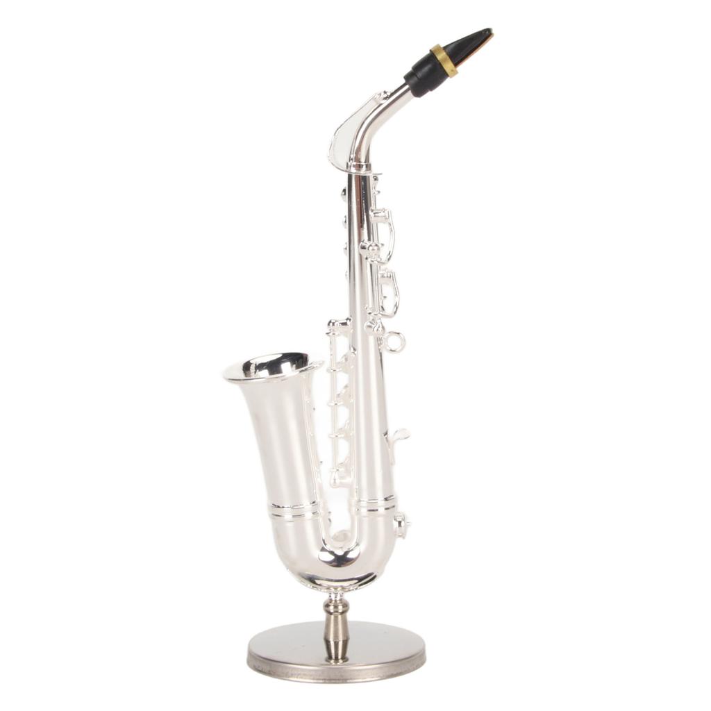 Miniature Saxophone with Stand and Case Mini Musical Instrument Miniature Dollhouse Model for Home Decoration Gift