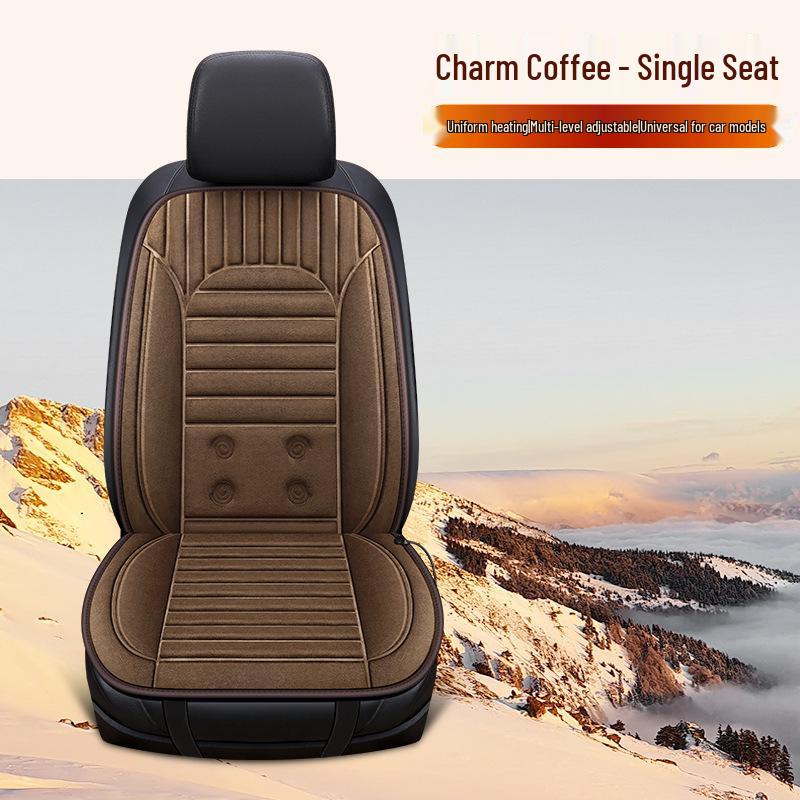 Car Heated Seat Cover with Backrest, 12V/24V for Sedans, Trucks, and Minivans.