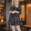 Women's New Fashion Round Neck Loose Waist Short Sleeve Short Dresses Sequin Dresses