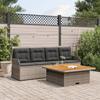 Vidaxl 3-Piece Garden Sofa, With Cushions, Grey, Poly Rattan