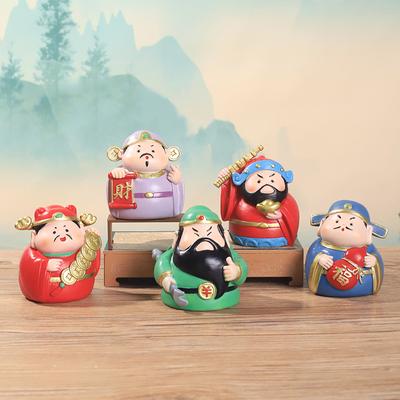 Five Way God Of Wealth Figurines Chinese Feng Shui Treasure Lucky Resin Fortune God Statue Car Home Office Decor Ornaments