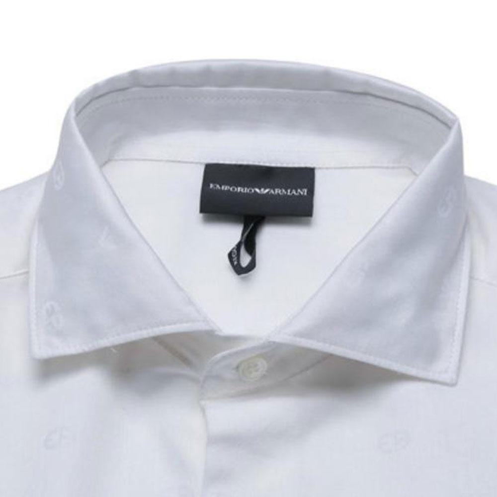 Emporio Armani Solid Color Single Breasted Long Sleeve Shirt Men Shirts White 6L1C86-1N8JZ-0166