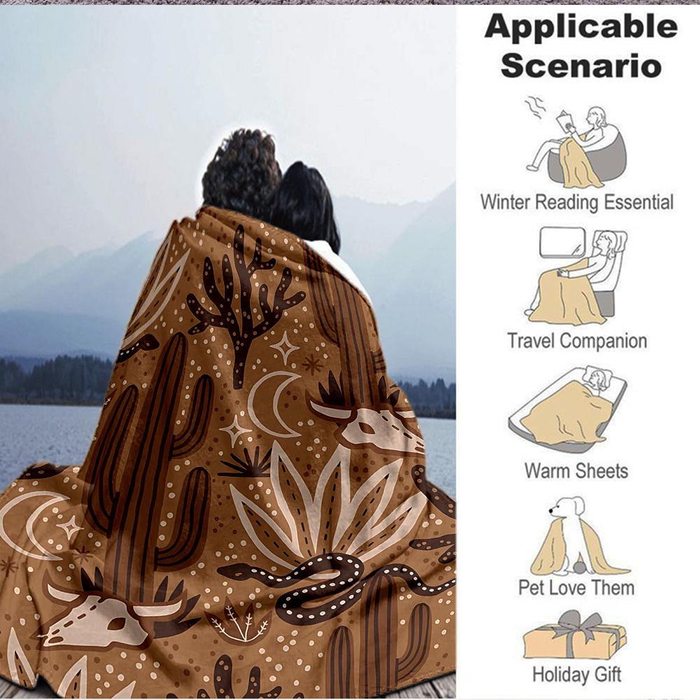 1pc Desert Wildlife Print Blanket   Lightweight Flannel Throw Blanket For Sofa, Bed, Living Room, Office, Outdoor Travel, Camping
