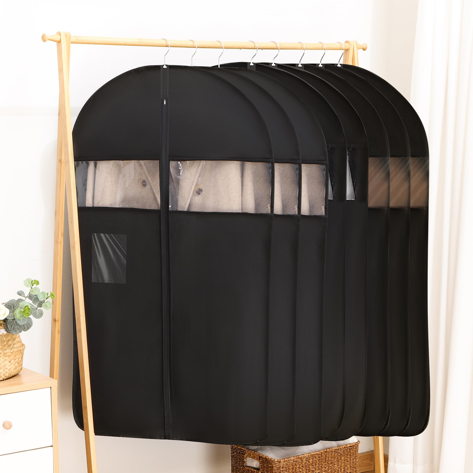 

TITIROBA Clothing and Made of Thick and with Clear Window and Ideal for Storing and Coats PEVA Durable 8 Pieces Covers, Dustproof, Insect-Proof, чёрный