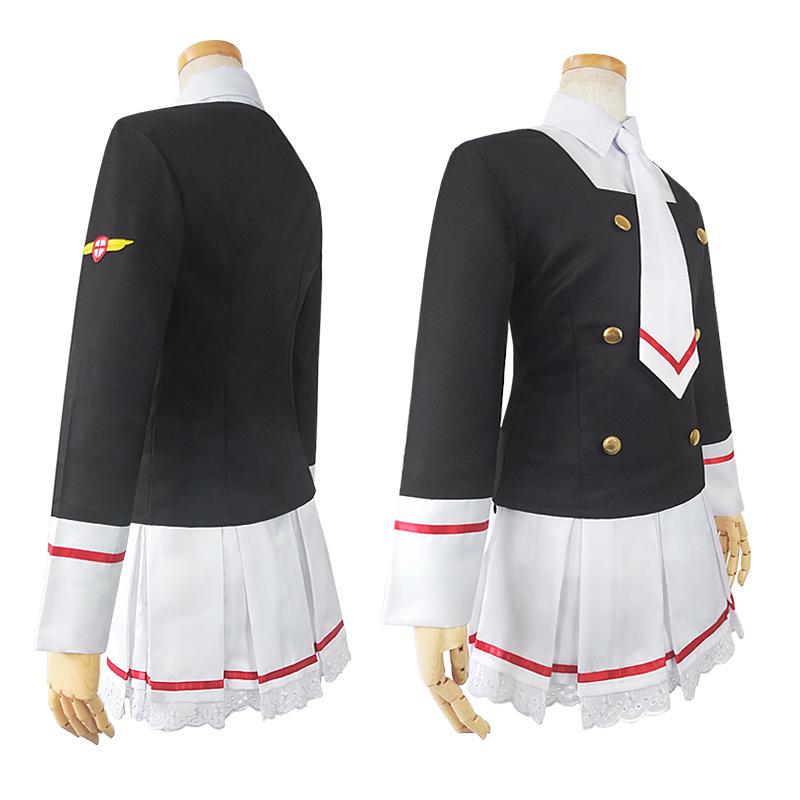 Anime Card Captors Sakura KINOMOTO Cosplay Costume Aldult Woman Cute Loli Sailor JK Uniform Top Skirts Shirt Tie