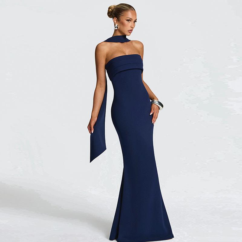 Import and Export Party Dress Women's Temperament Elegant Slim Tube Top Streamer Hip Wrap Dress