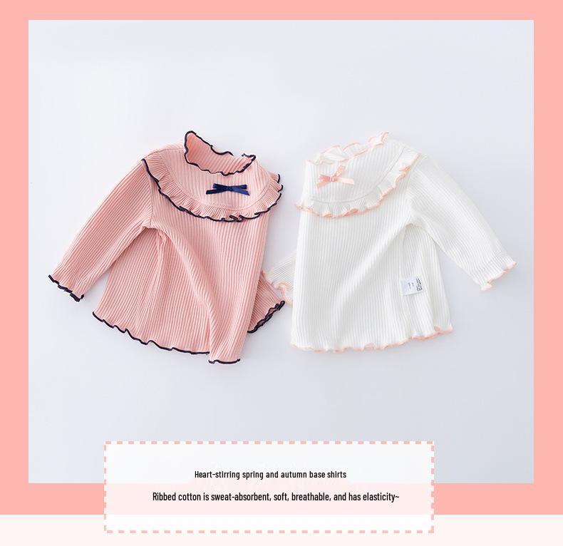 

2025 Autumn New Long-Sleeve T-shirt for Girls 0-3 Years - Fashionable Toddler Base Shirt 90-100cm