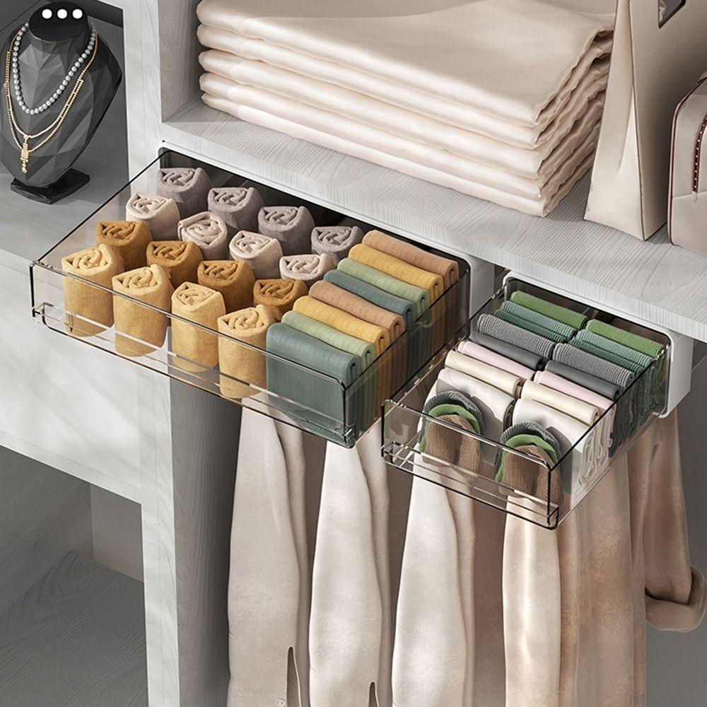 Attachable Under Desk Drawer Slide-out Table Storage Box Durable Pencil Holder Tray  Cosmetics