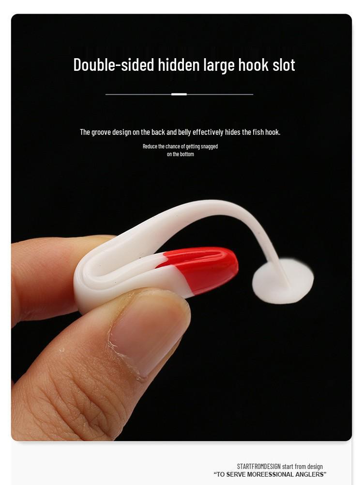 Red Head White Body T-Tail Soft Lure, Ultra-Soft Bait, Available in Small and Large Sizes.