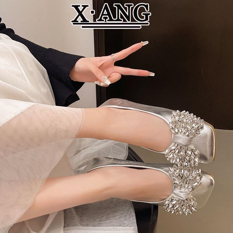 Square head soft sole not tired feet women's shoes leather Mary Jane shoes new summer skirt flat single shoes