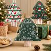 Seasonal Home Decor Christmas Tree Shaped Drawstring Gift Bags, Xmas Hanging Treat Sacks, Holiday Candy Bags Small Storage Pouches for Decorations