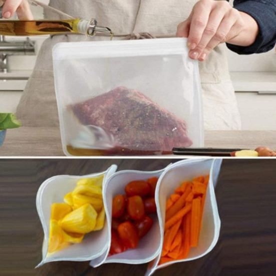 Reusable Transparent Fresh-keeping Bag Double Zipper Sealed Bag Leakproof Sandwich Bag Washable Food Storage Container