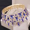 New Bridal Tiara Crystal Crown, European Style Alloy Inlaid with Rhinestones, Birthday and Wedding Round Crown