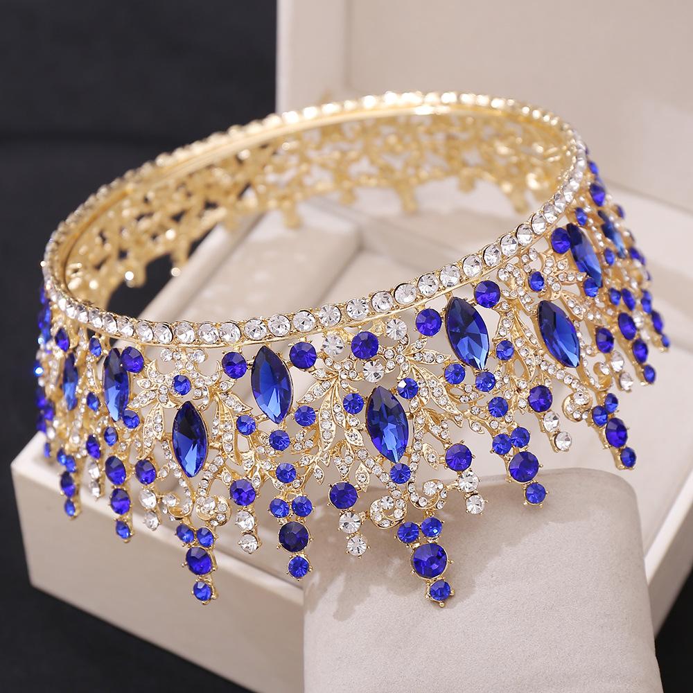 New Bridal Tiara Crystal Crown, European Style Alloy Inlaid with Rhinestones, Birthday and Wedding Round Crown