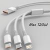1.2m/3 in 1 USB charging cable USB cable For Iphone 14-8 series Samsung Huawei Xiaomi Multi Port Multiple