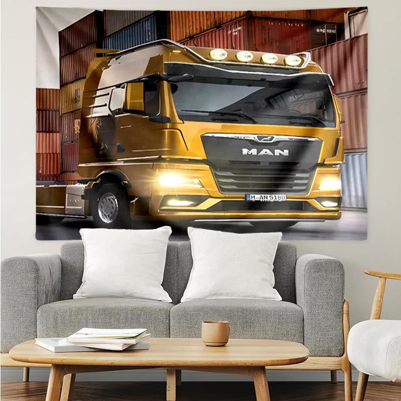 MAN LKW Wandteppich für Schlafzimmer Ästhetische Klassenzimmer Wandteppiche Wandbehang für Wohnzimmer Studentenwohnheim Büro, Ideales Kreatives Geschenk