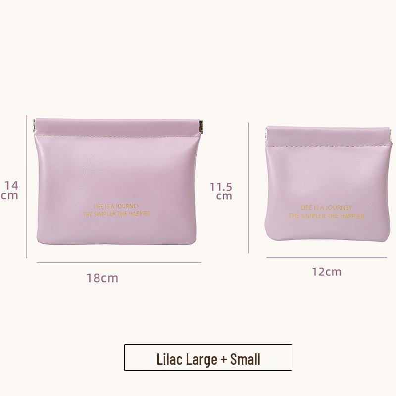 Automatic Closure Spring Coin Purse: Waterproof PU Digital Bag, Portable Makeup Bag, Data Cable Storage, Card Slot
