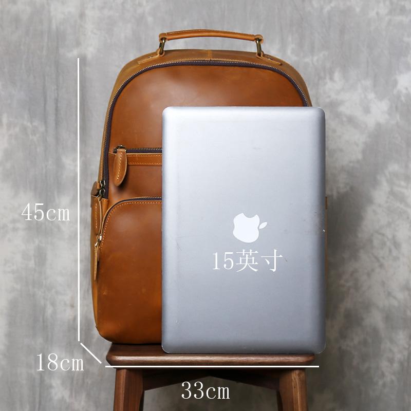 Vintage Rindsleder Rucksack Oberste Schicht Aus Echtem Leder Herren Hohe Kapazität Computer Rucksack Lässiger Geschäftsreise Rucksack