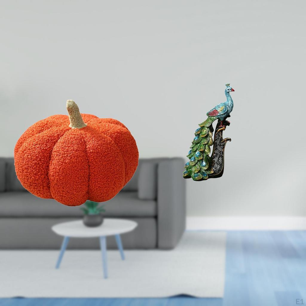 Halloween Pumpkin Peacock Cushion Statue Decorative Sofa Bed Bedroom Room Office Living Tabletop