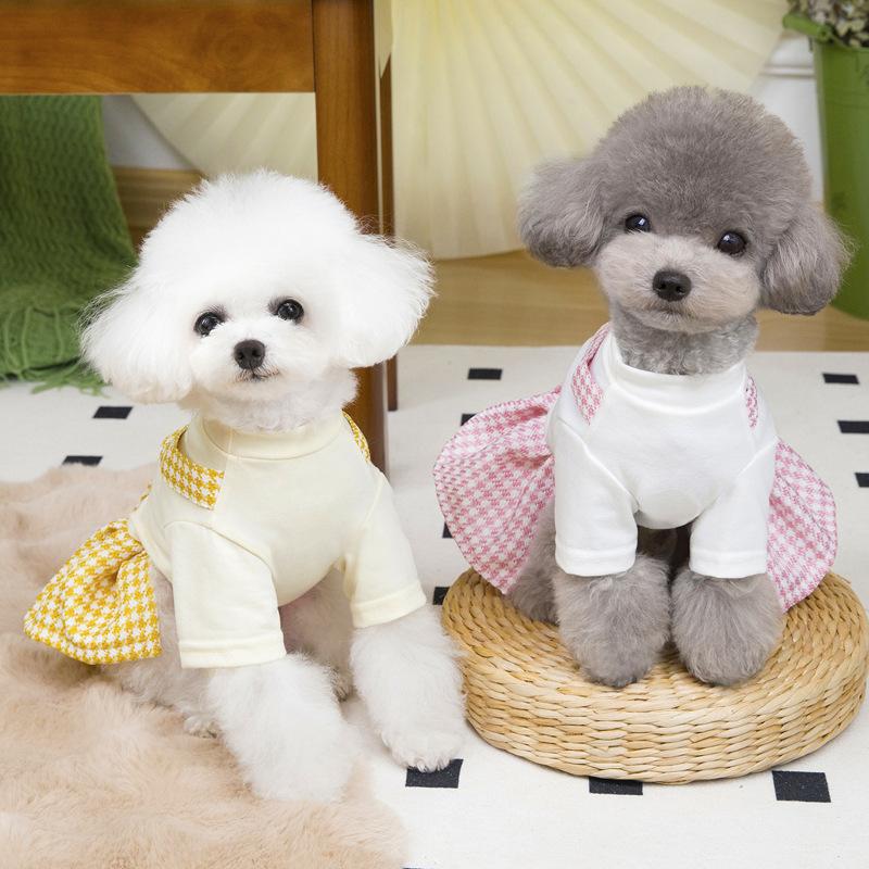 Pet cat teddy puppy dog clothes princess spring and autumn summer thin tractor strap skirt