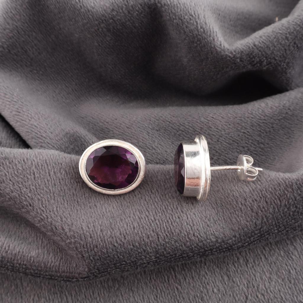 Amethyst Earrings Gemstone Jewelry, 925 Solid Sterling Silver Earrings, Handmade Earrings Gift For Women