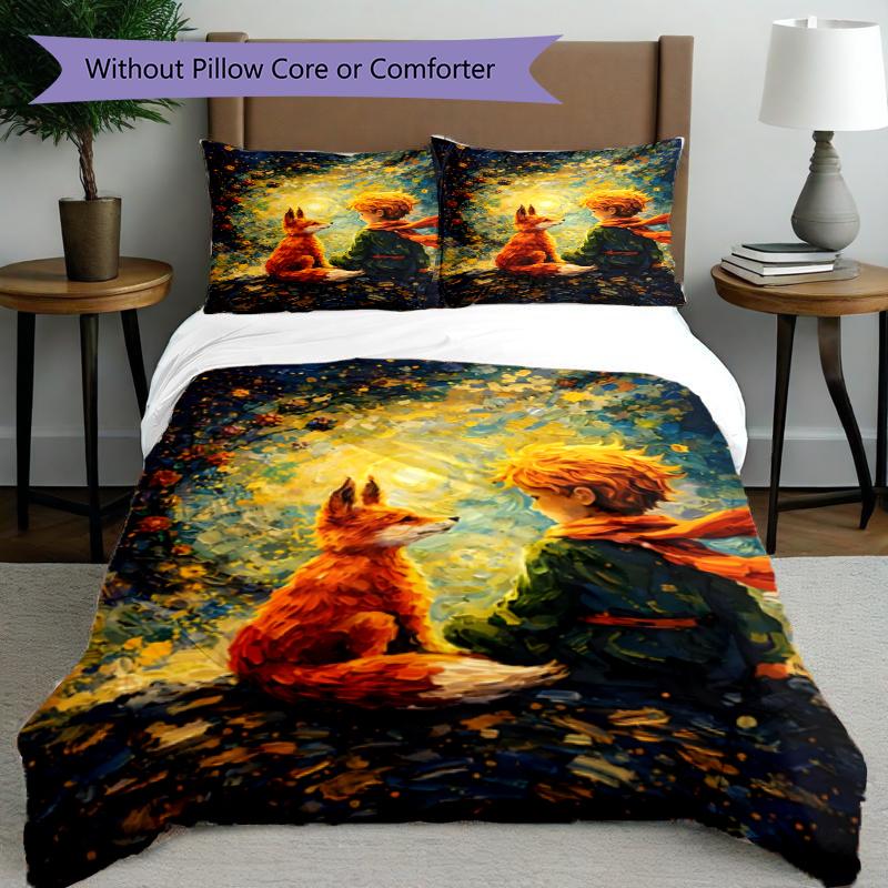 3pcs Duvet Cover Set (1*Duvet Cover + 2*Pillowcase, Without Core), The Little Prince Print Bedding Set, Bedroom Decor, All‑Season, Gift