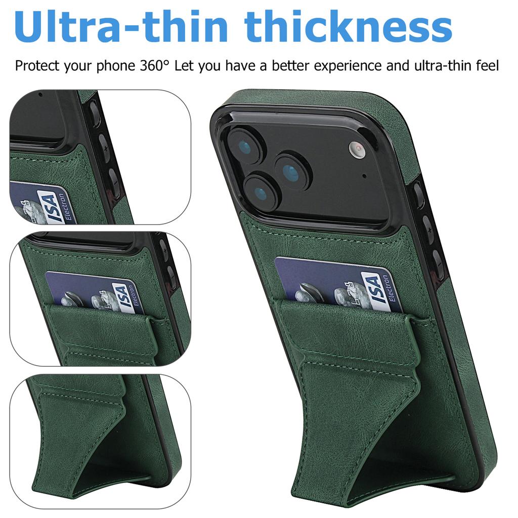 Foldable Kickstand Leather Phone Case For iPhone 17 Pro Max 16 Plus 15 14 13 12 Protective Credit Card Slots Kickstand Cover