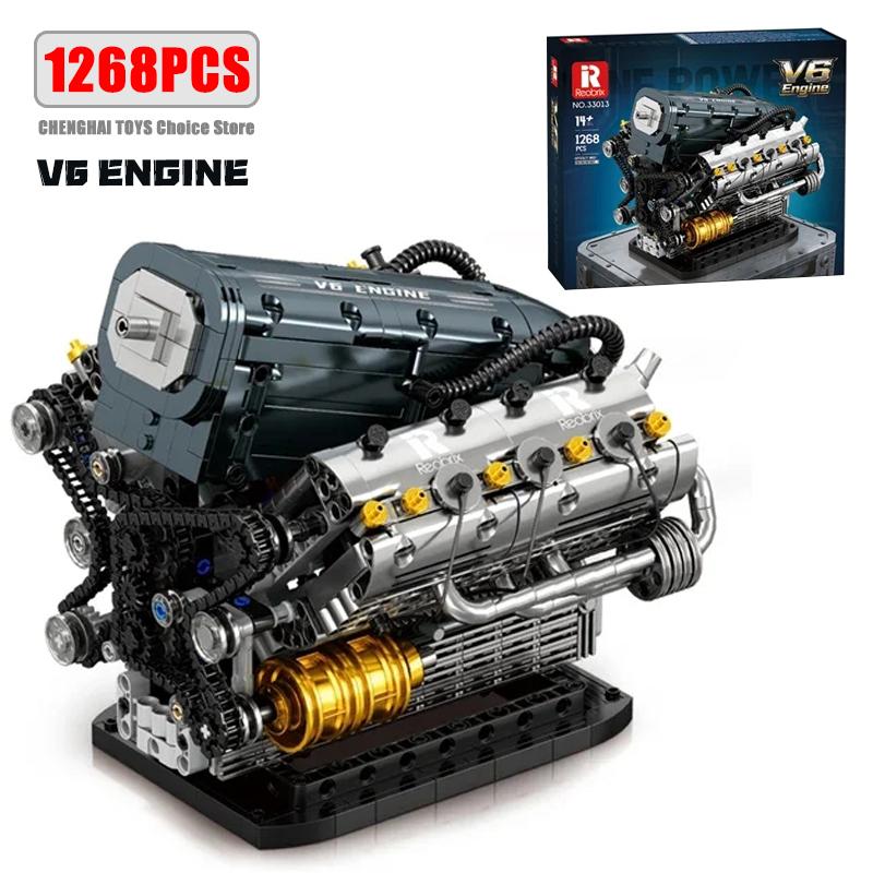 Superior-Grade 1268Pcs Superior-Grade V6 Engine Superior-Grade Construction-Set Superior-Grade Bricks Premium-Quality Mechanical High-Standard Motor