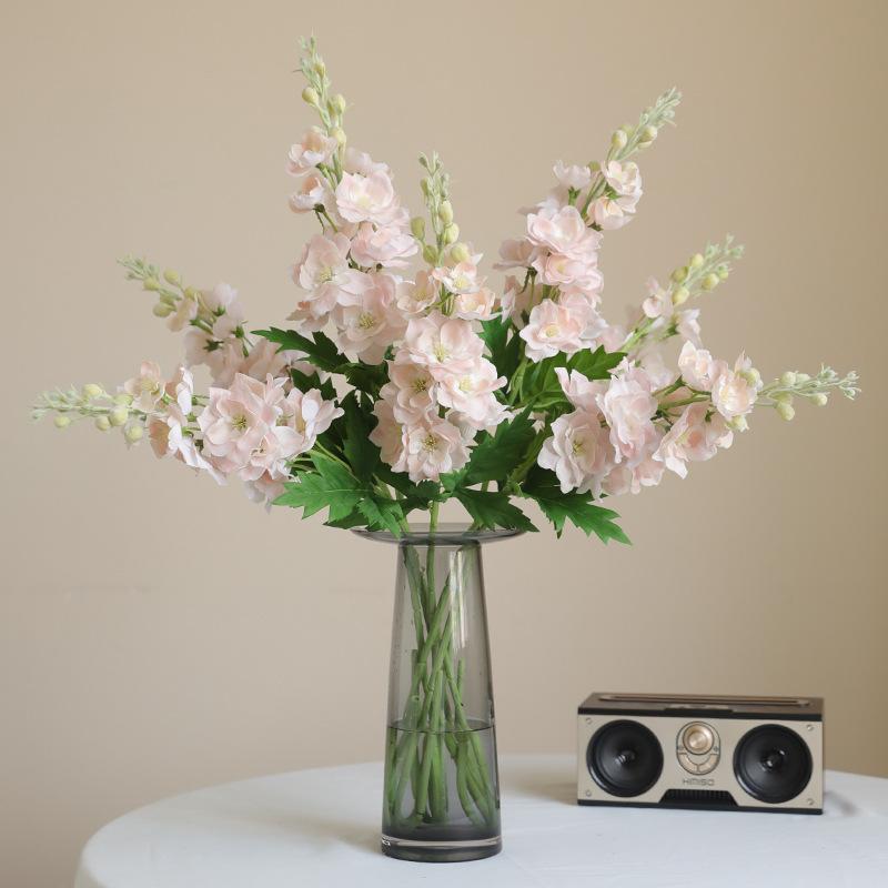 Long Branch Delphinium Artificial Flowers Beautiful Hyacinth Purple Silk Fake Flower Wedding Home Garden DIY Decor Floral Supply