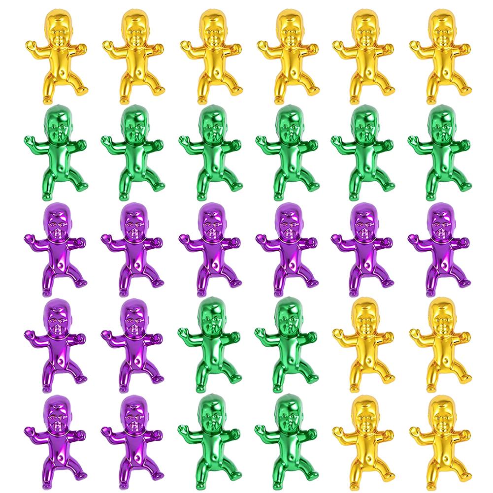 

30PCS King Cake Babies Miniature Figures Plastic Mardi Gras Decorations for Baby Showers Gender Reveal Party Favors
