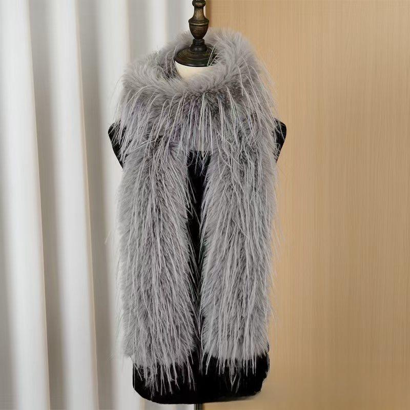 

Новый шарф из искусственного страусиного пуха, высококачественная шаль для платья, удлиненный теплый шарф, модный меховой воротник 180 * 14CM