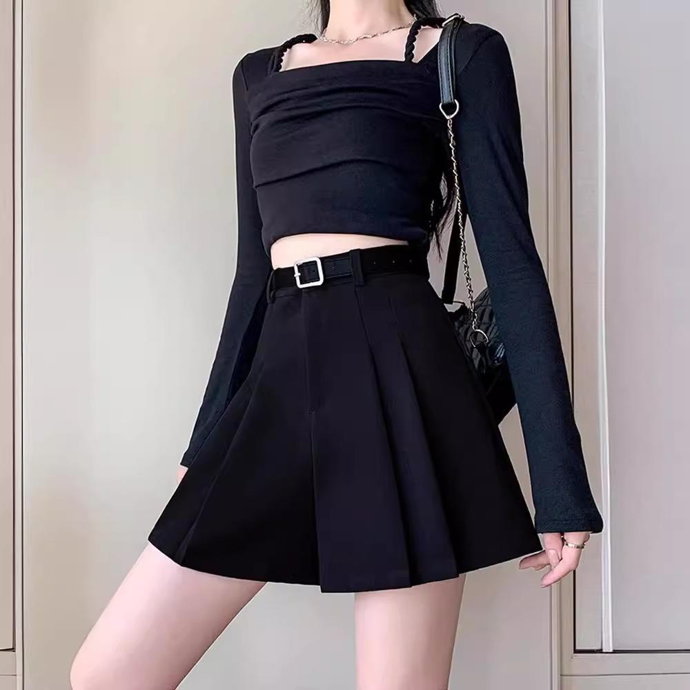 Women's High Waist Pleated Shorts Loose Fit A Line Skort Summer Sweet Casual Wide Leg Suit Shorts