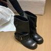 Short Boots Women's Autumn 2025 New Belt Buckle Thick Heel Cowboy Boots Martin Boots Wear Pleated Stacked Pants Tube Boots