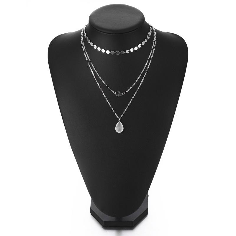 

Necklace Unique Alloy For Women With Multilayer Design And Beautiful Elements Chain серебряный