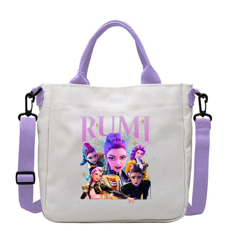Move Demon Hunters Canvas Bag Fashion Printed Handbag Cute Cartoon Anime Commuting Portable Book Storage Bags Pocket Gifts KPOP Kid Friendly 2