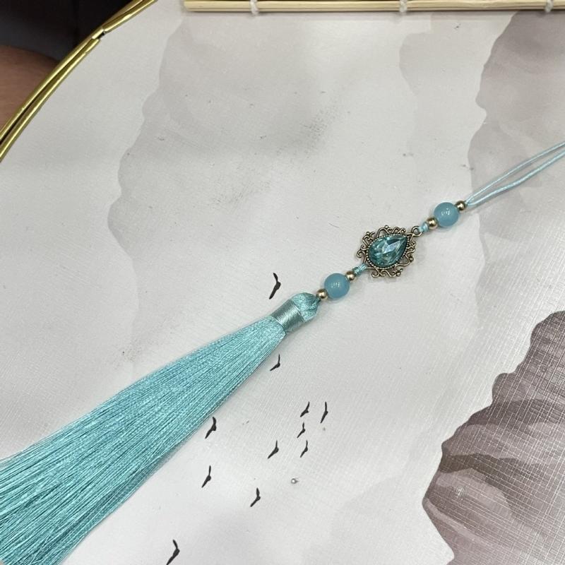 Vintage Chinese Hanfu Pendant Traditional Tassels Waterdrop Waist Pendant Fashionable Jewelry Decor for Celebrations
