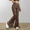 Hüfthebende ausgestellte Hose Frühling und Herbst neue lässige sexy gestrickte elastische Gummiband Leopardenmuster ausgestellte Hose