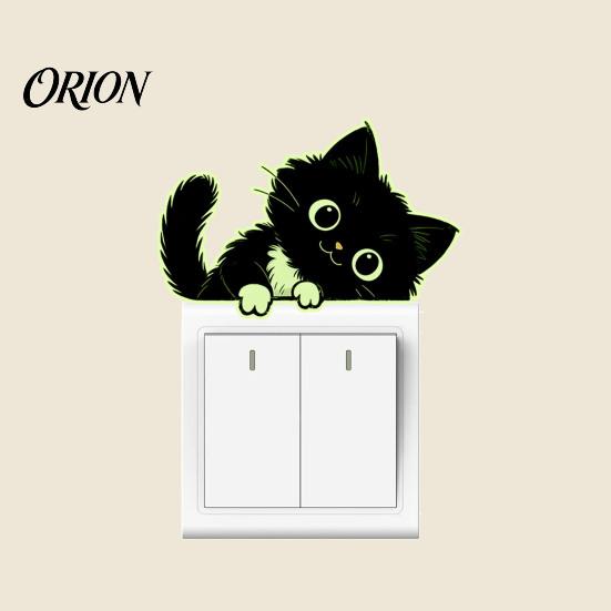Decorative Switch Guards for Hallway Glow in The Dark Black Cat Wall Sticker, Luminous Self-Adhesive Light Easy Peel Stick Decals Decal, Cute