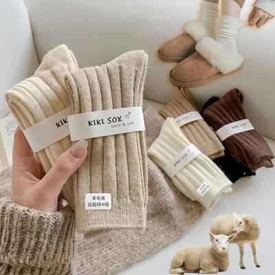 New Winter Socks Women Cashmere Wool Thicken Warm Women Socks Sox Japanese Fashion Harajuku Solid Color Thermal Long Socks