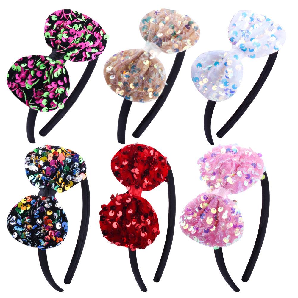 Glitter Bow Headband for Girls Red Bowknot Hair Bands Halloween Christmas Party Cosplay Costume Gifts for Teen Women