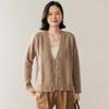 Women's Elegant 30% Cashmere V-Neck Cable Knit Cardigan - Loose Short Winter Sweater