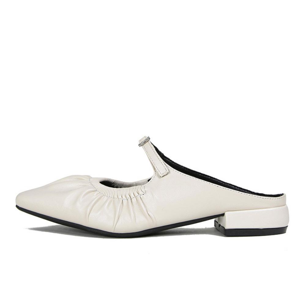 Fashion Women's Half Slippers Summer Outside Luxury Sandals Baotou Mary Zhen Thick Heel Buckle Muller Women's Shoes Slippers Women