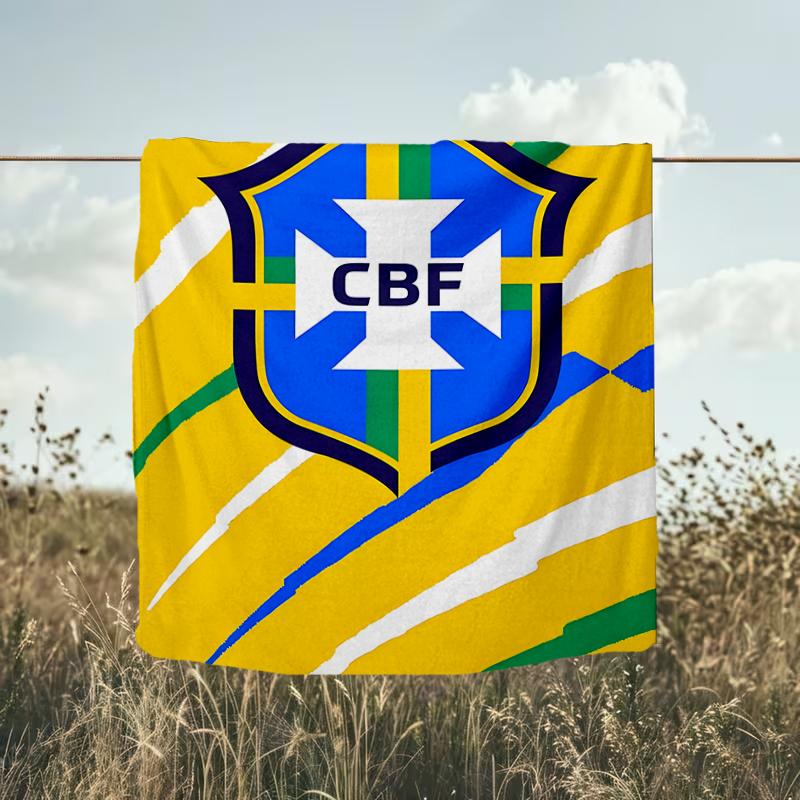 1PC Brazilian Football Federation Printed Soft Flannel Blanket Throw for Adult Bedroom Living Room Sofa Camping Travel Fan Gifts Christmas Gifts