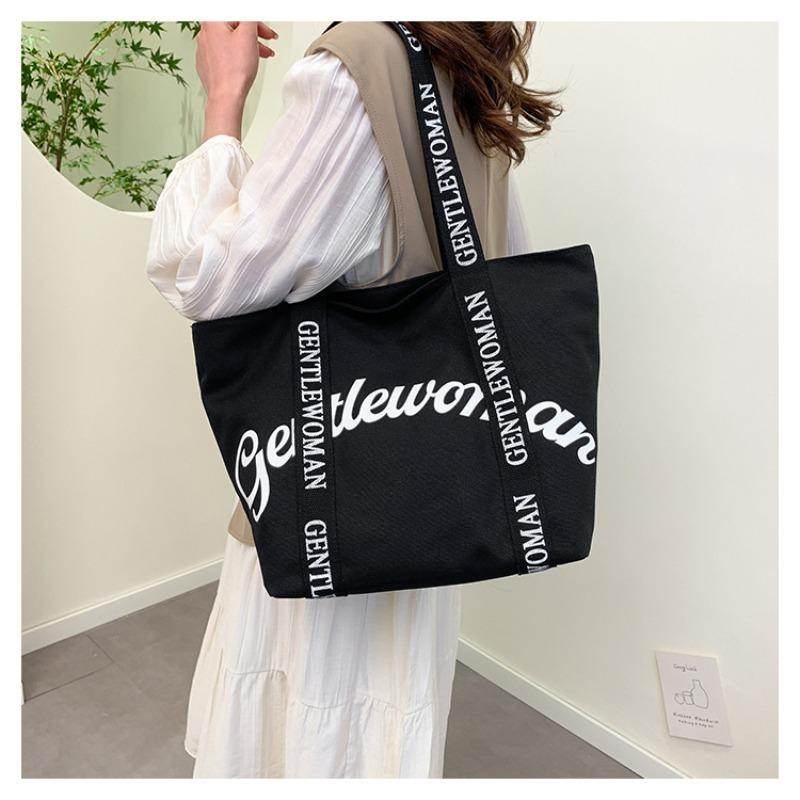 New simple large-capacity bag female alphabet canvas bag simple casual portable commuter tote bag