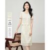Fashionable Temperament Nail Bead Round Neck Short Sleeved Mid Length Lace Dress